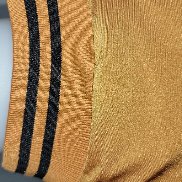 ARIA Clothing  Gold/ Black Trim Cuff and Hem Varsity Jacket - Picture 7 of 10
